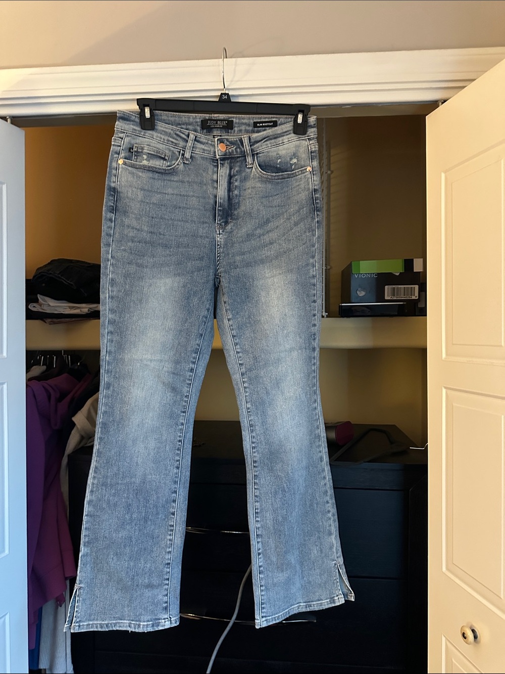 Judy Blue Light  Blue High-Rise Flare Jeans with bootcut hem with slit
